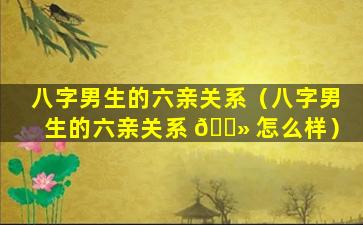 八字男生的六亲关系（八字男生的六亲关系 🌻 怎么样）